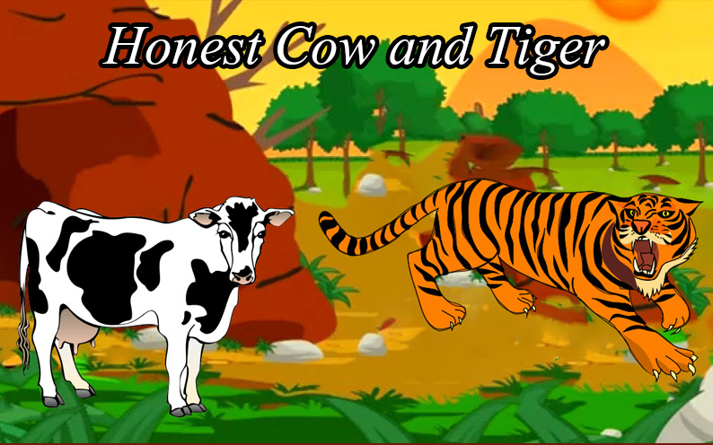 Honest Cow and Tiger Story in Hindi and English