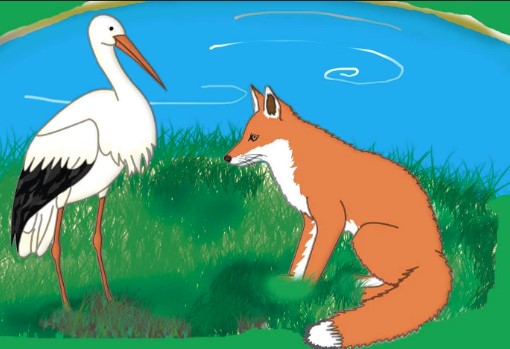 Fox and Crane Story in English
